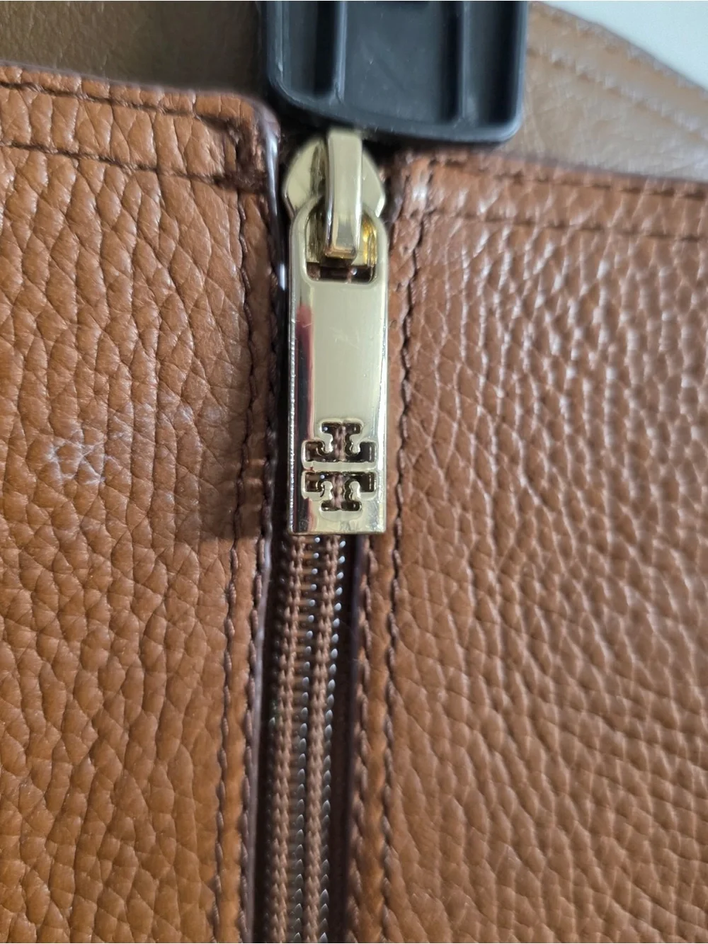 Tory Burch Cognac Leather Over-the-Knee Boots with Gold Logo